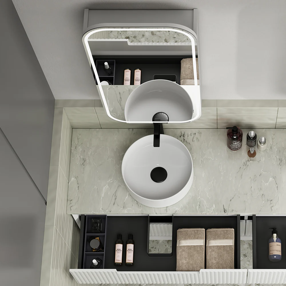 Aulic Vienna LED Matte White Shaving Cabinet - Image 4