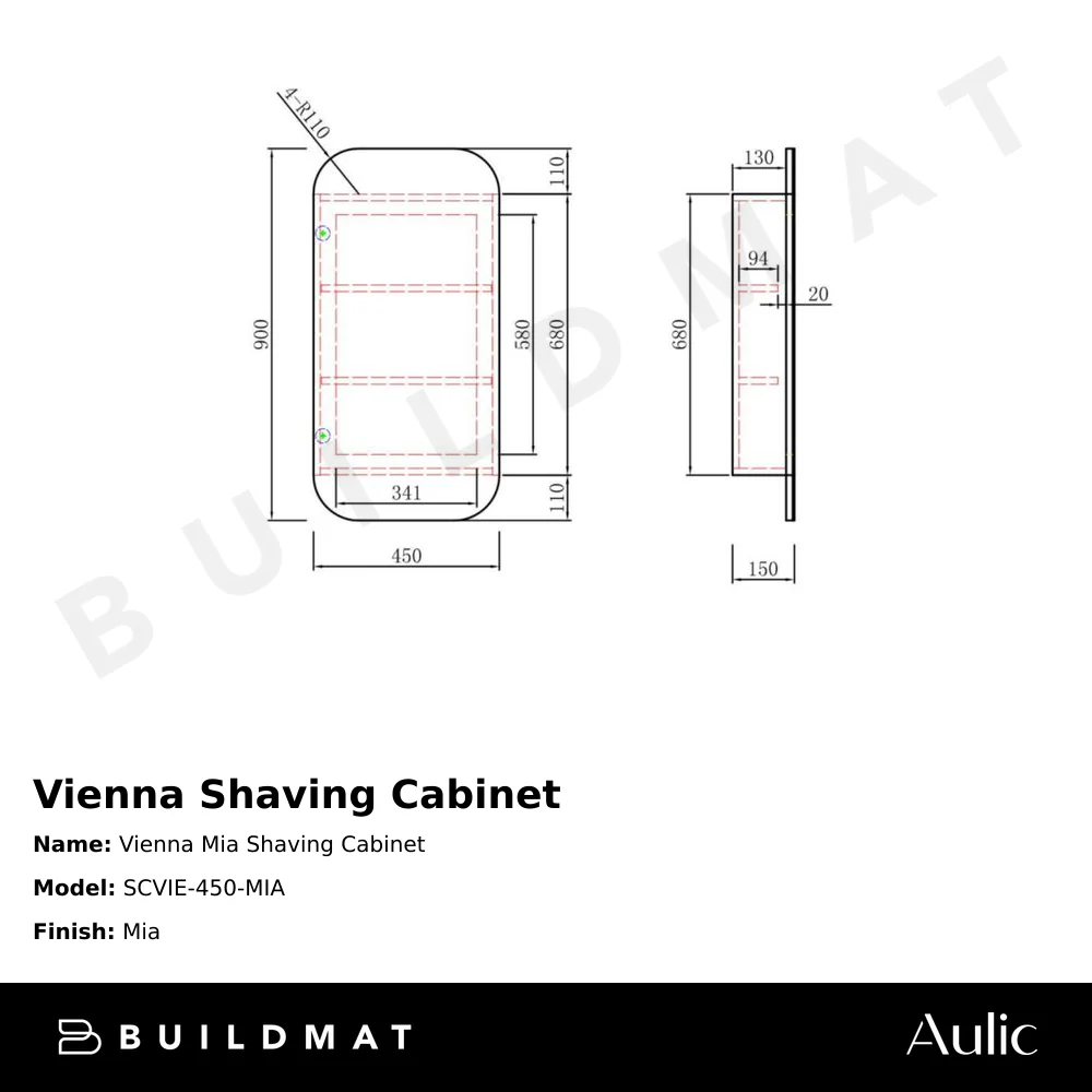 Aulic Vienna Mia Shaving Cabinet - Image 4