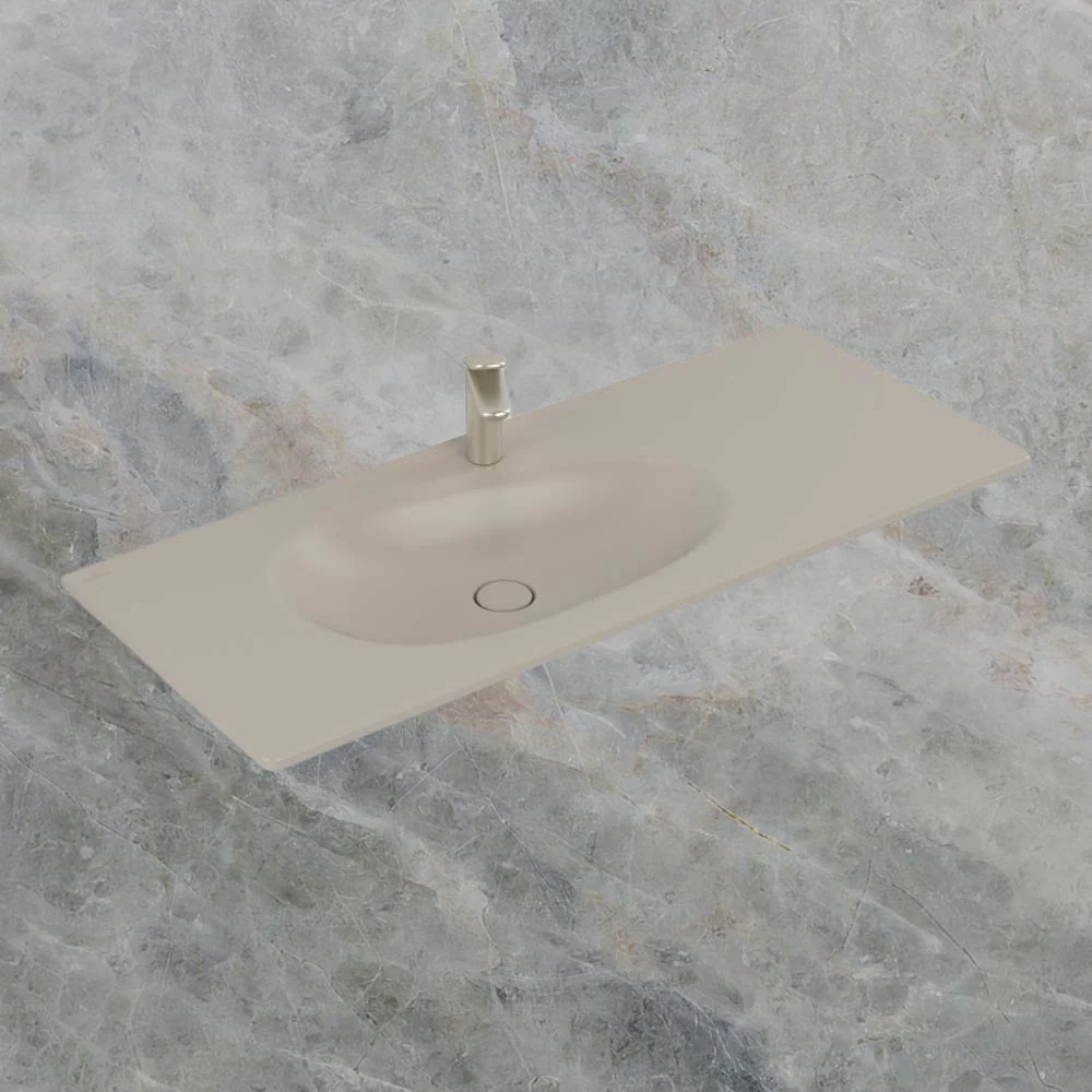 Villeroy & Boch Antao 1200mm Wall Hung Basin 1 Tap Hole Almond - Image 2