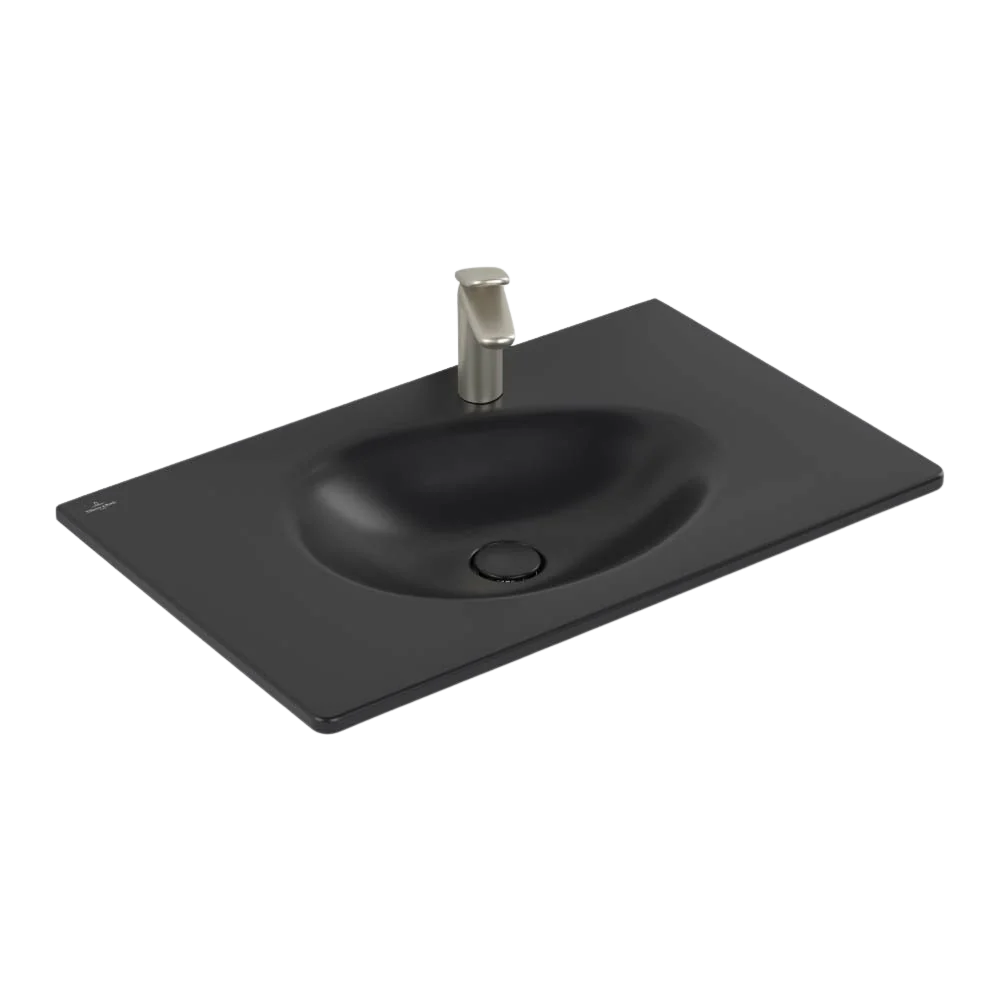 Villeroy & Boch Antao 800mm Wall Hung Basin 1 Tap Hole Pure Black - Image 3