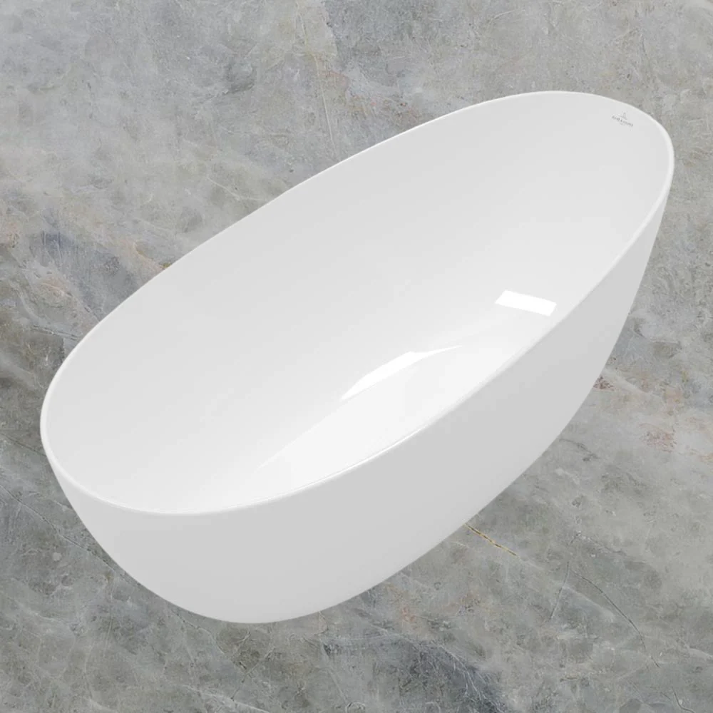 Villeroy & Boch Antao 1700mm Quaryl Freestanding Bath Alpine White - Image 2