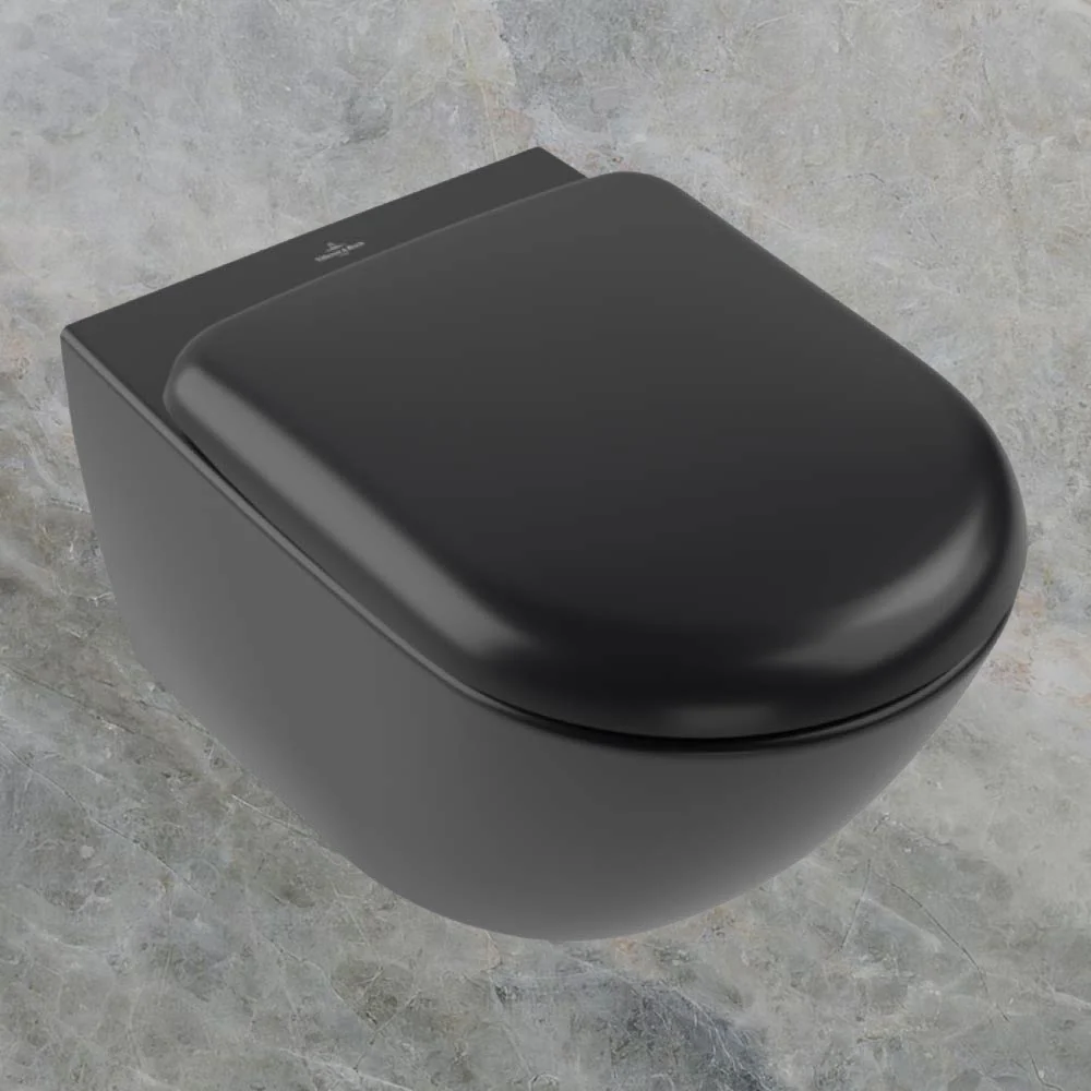 Villeroy & Boch Antao TwistFlush Wall Hung Toilet Pan and Seat Pure Black - Image 2