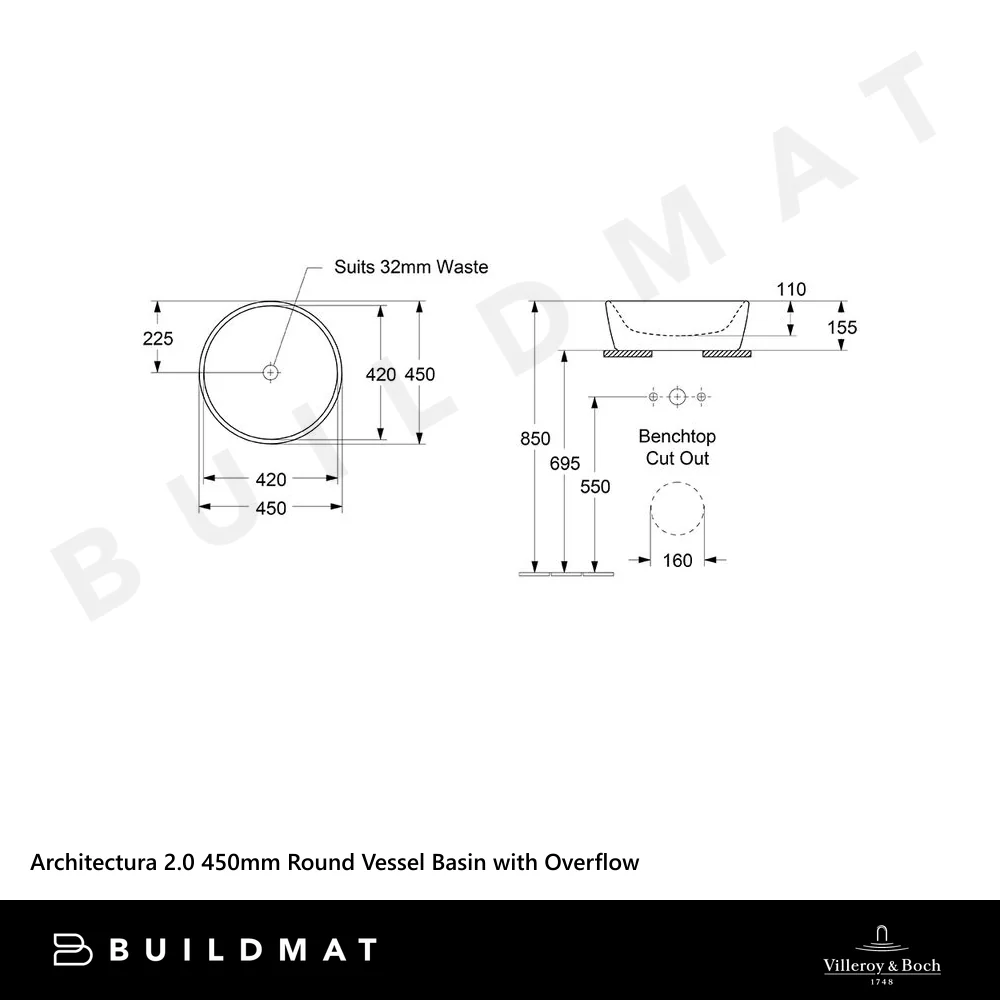 Villeroy & Boch Architectura 2.0 450mm Round Vessel Basin with Overflow Alpine White - Image 4