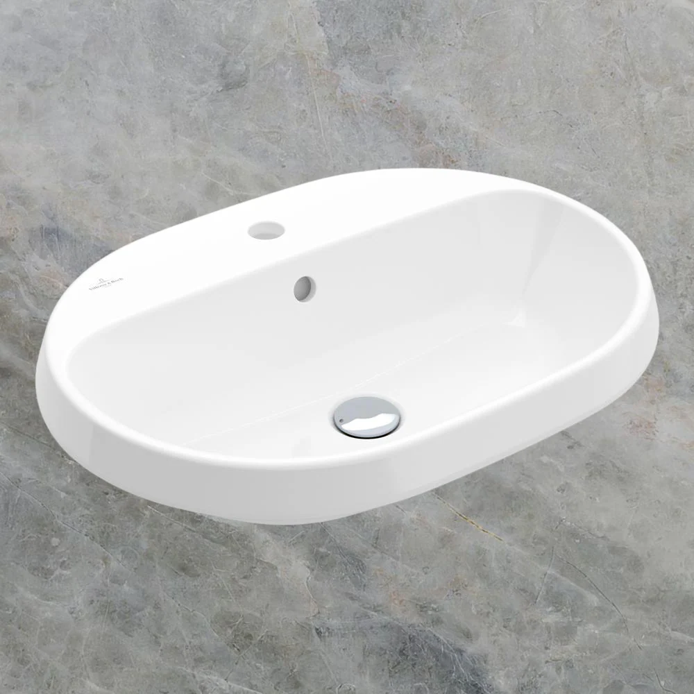 Villeroy & Boch Architectura 2.0 600mm Oval Drop In Basin with Overflow 1 Tap Hole Alpine White - Image 2
