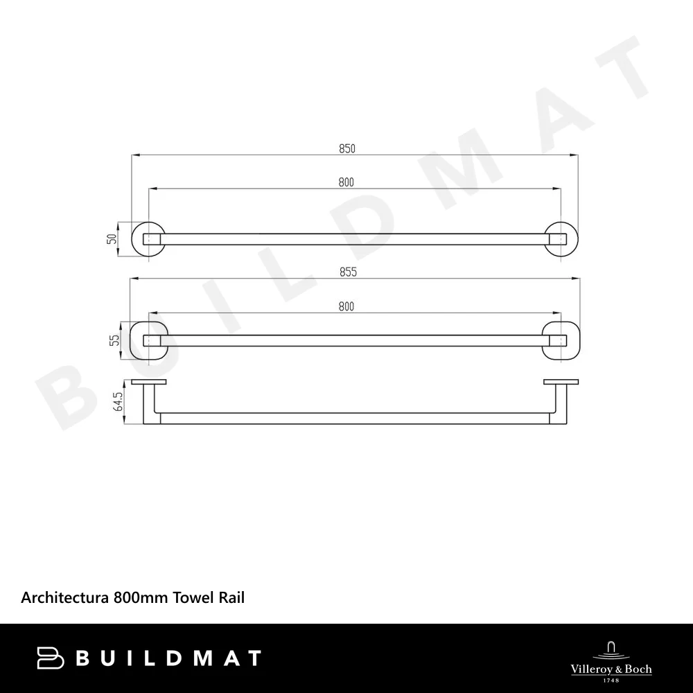 Villeroy & Boch Architectura 800mm Towel Rail Gunmetal - Image 4
