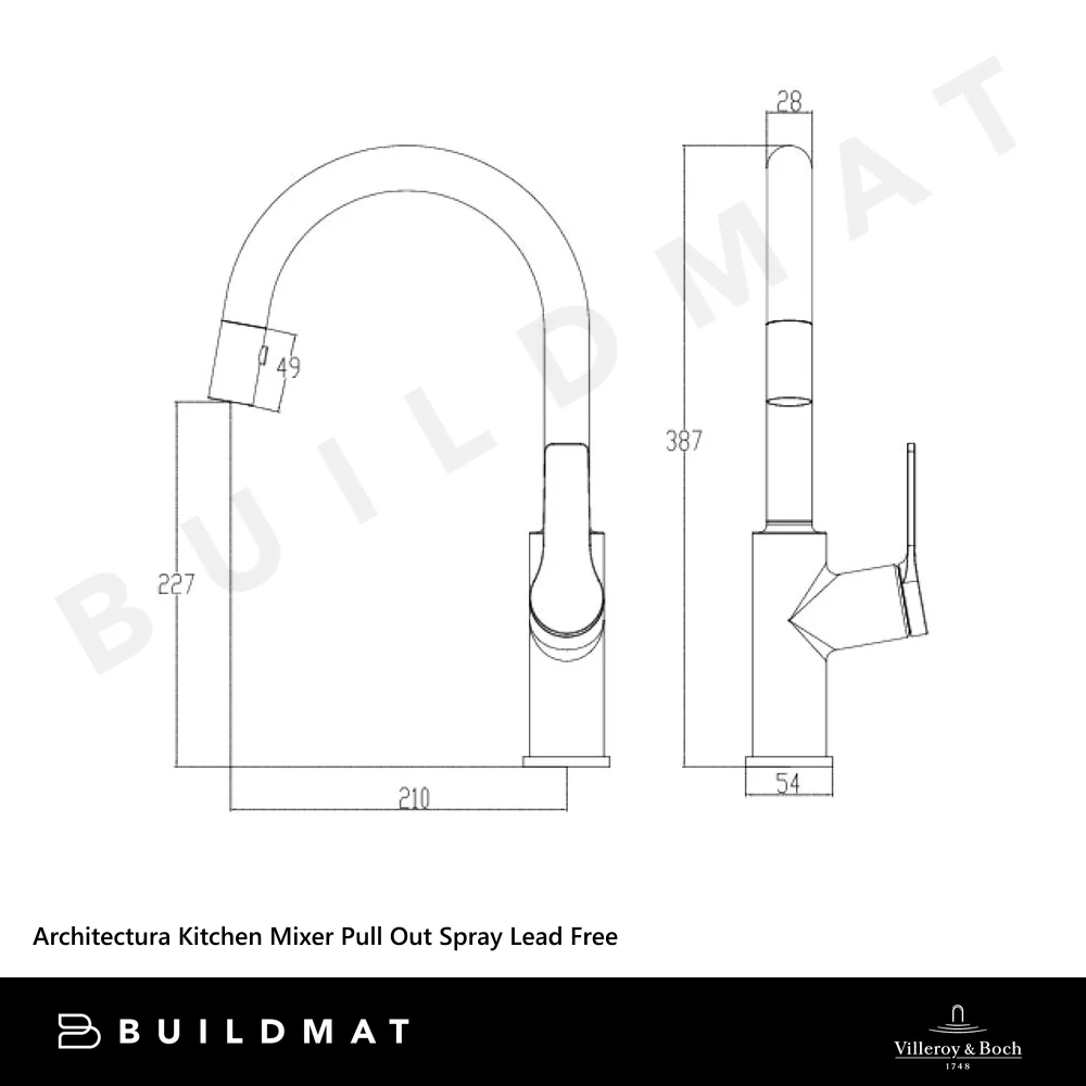 Villeroy & Boch Architectura Kitchen Mixer Pull Out Spray Chrome Lead Free - Image 4