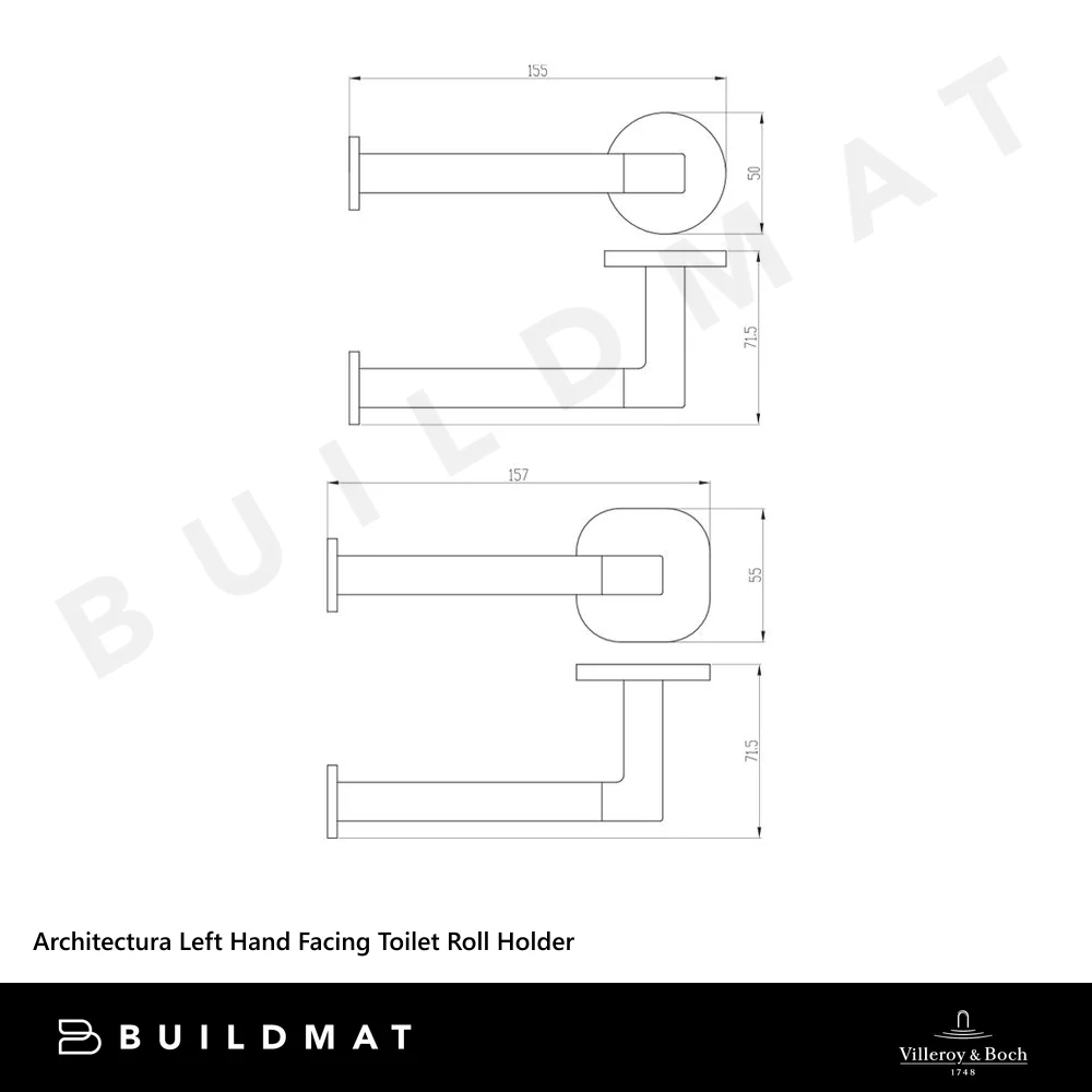 Villeroy & Boch Architectura Left Hand Facing Toilet Roll Holder Chrome - Image 4