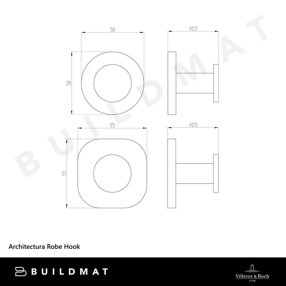 Villeroy & Boch Architectura Robe Hook Chrome - Image 4