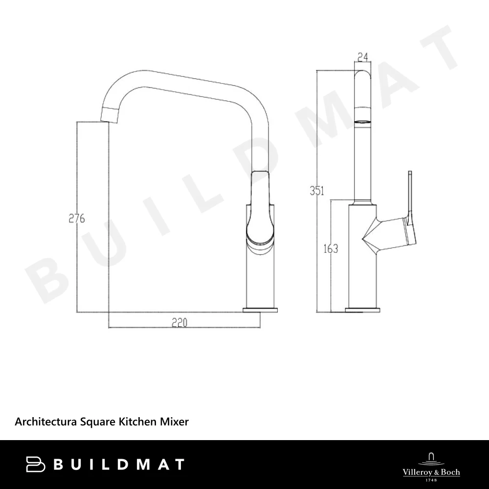Villeroy & Boch Architectura Square Kitchen Mixer Brushed Nickel - Image 4