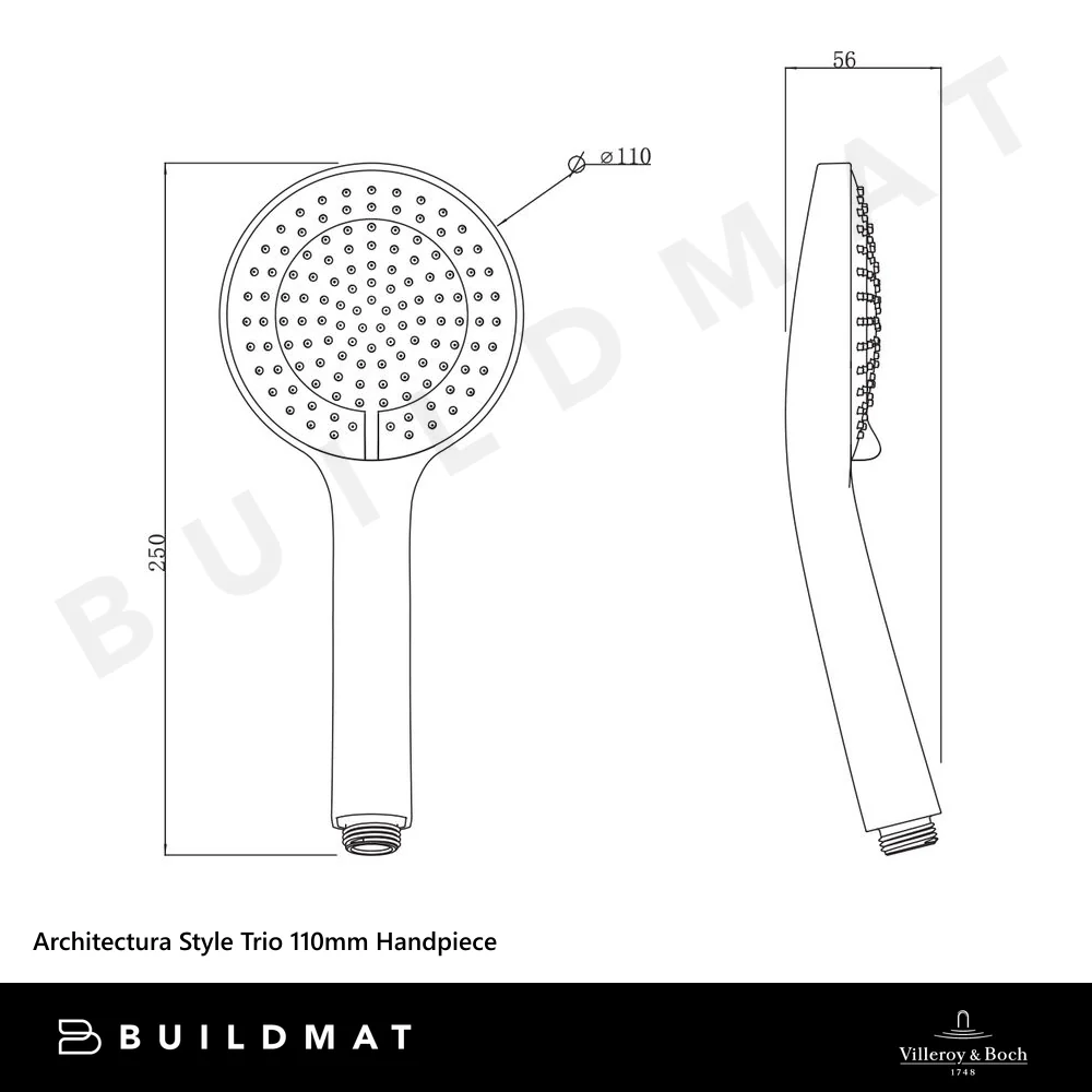 Villeroy & Boch Architectura Style Trio 110mm Shower Handpiece Chrome - Image 4