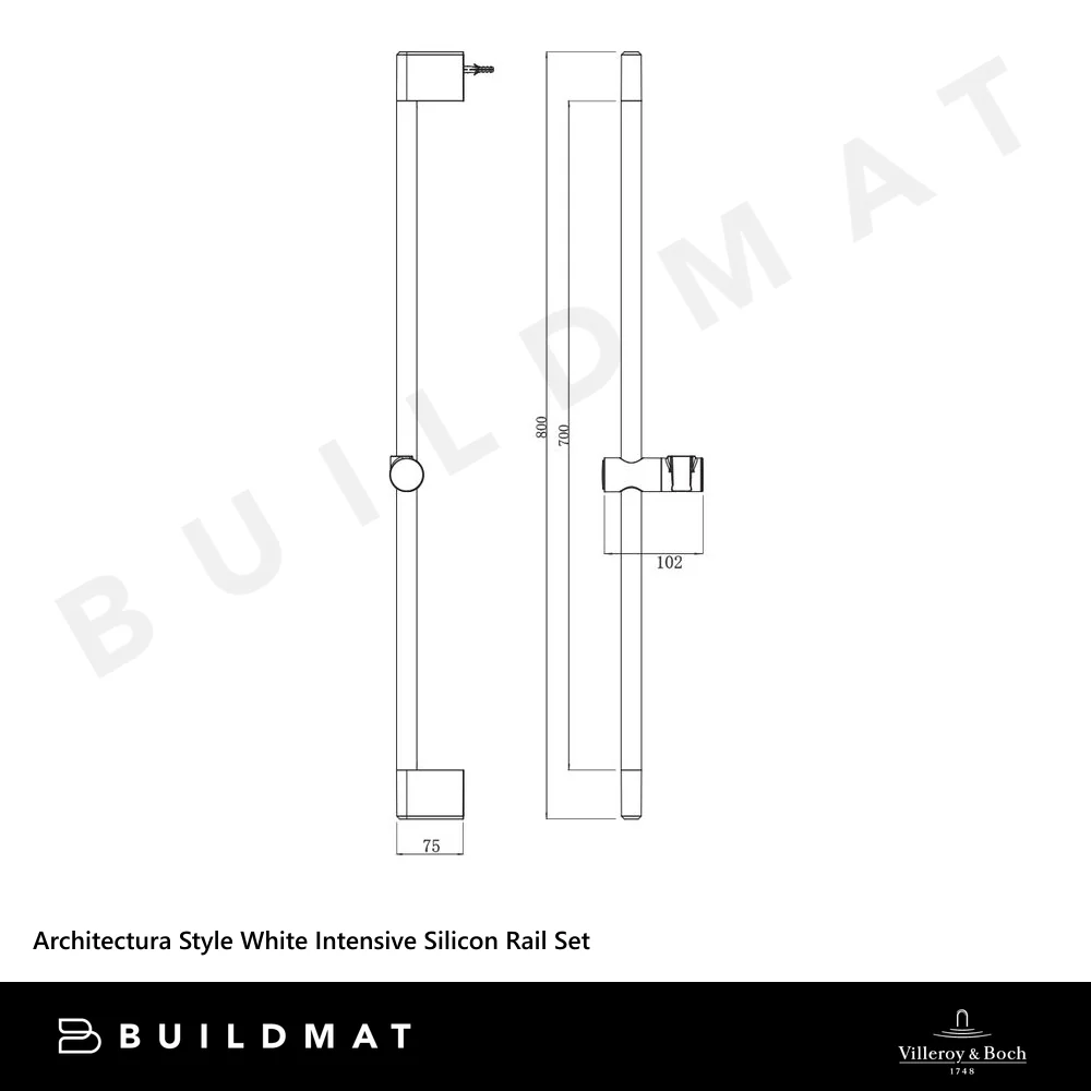 Villeroy & Boch Architectura Style White Intensive Silicon Shower Rail Set Chrome - Image 4