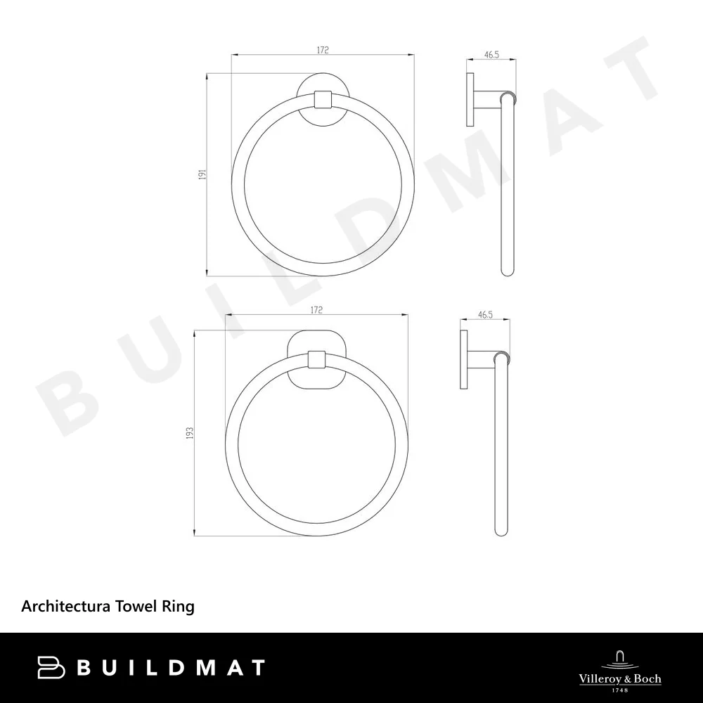 Villeroy & Boch Architectura Towel Ring Matte Black - Image 4