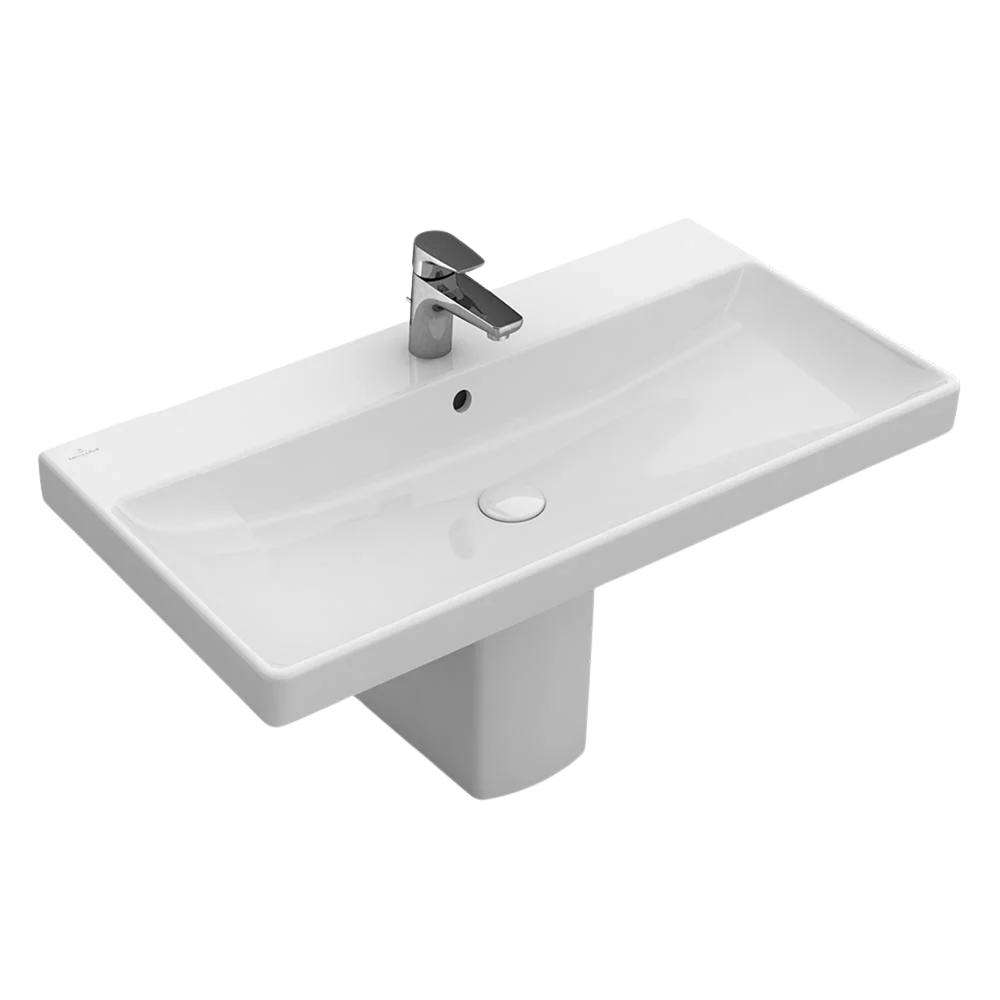 Villeroy & Boch Avento 800mm Rectangular Wall Hung Basin with Overflow 1 Tap Hole Alpine White - Image 3