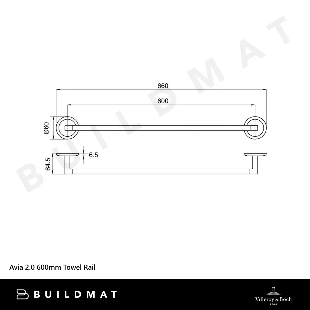Villeroy & Boch Avia 2.0 600mm Towel Rail Brushed Gold - Image 4