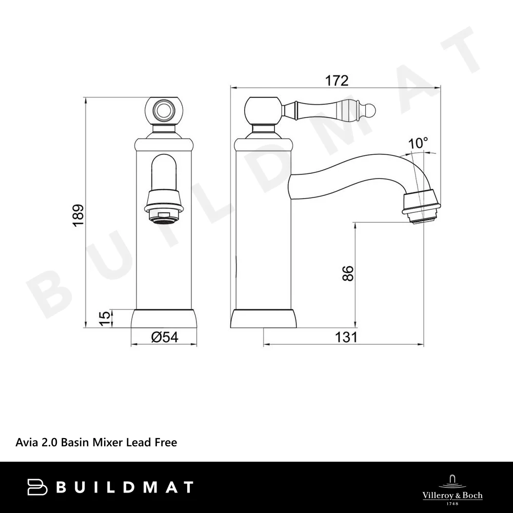 Villeroy & Boch Avia 2.0 Basin Mixer Brushed Gold Lead Free - Image 4