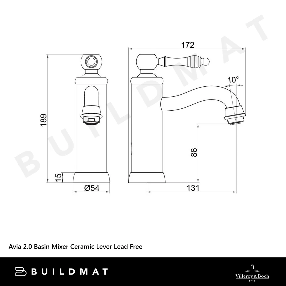Villeroy & Boch Avia 2.0 Basin Mixer Ceramic Lever Chrome Lead Free - Image 4