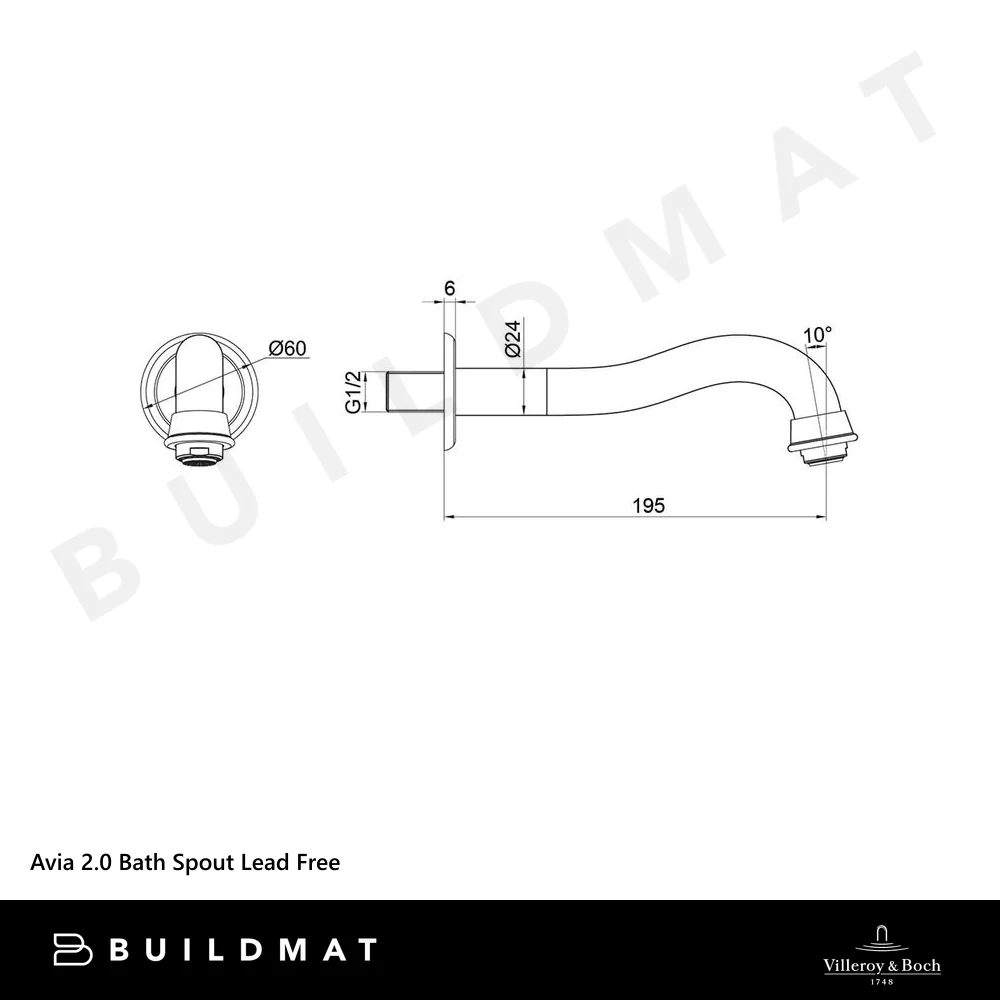 Villeroy & Boch Avia 2.0 Bath Spout Brushed Nickel Lead Free - Image 4