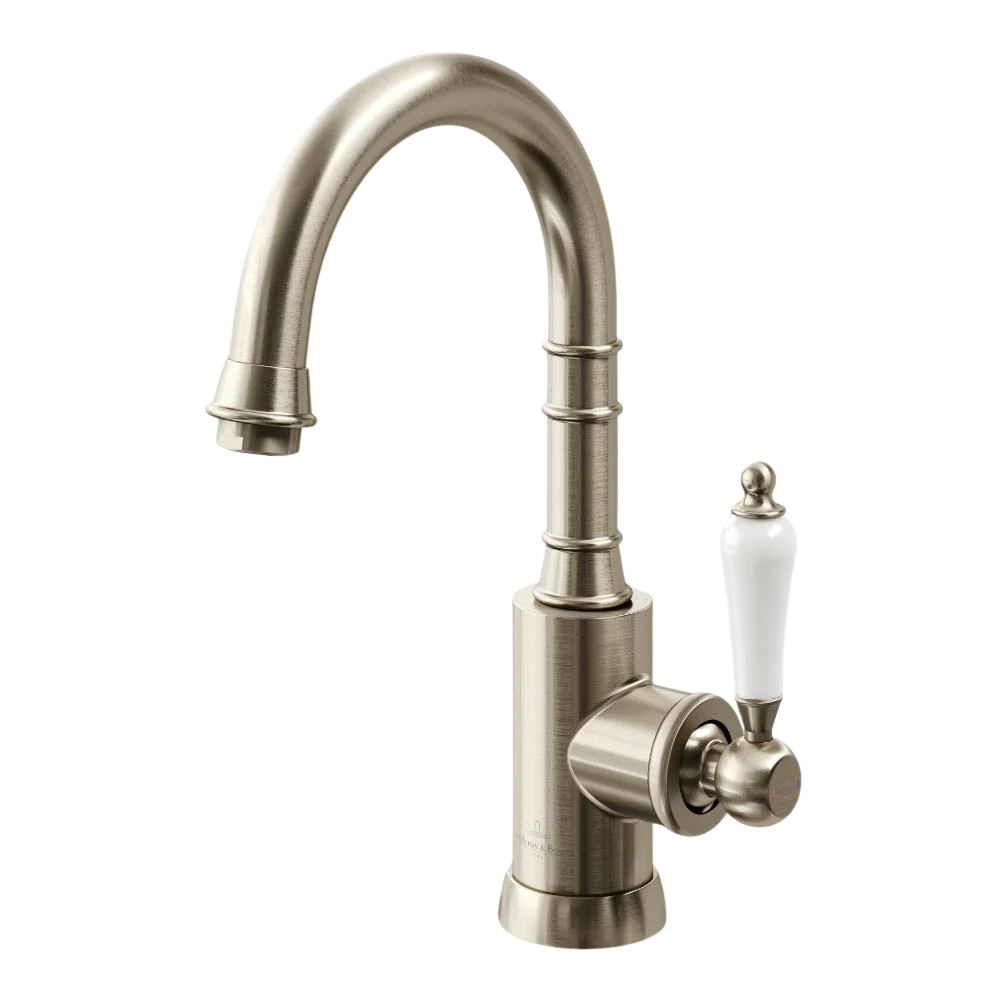 Villeroy & Boch Avia 2.0 Gooseneck Basin Mixer Ceramic Lever Brushed Nickel Lead Free