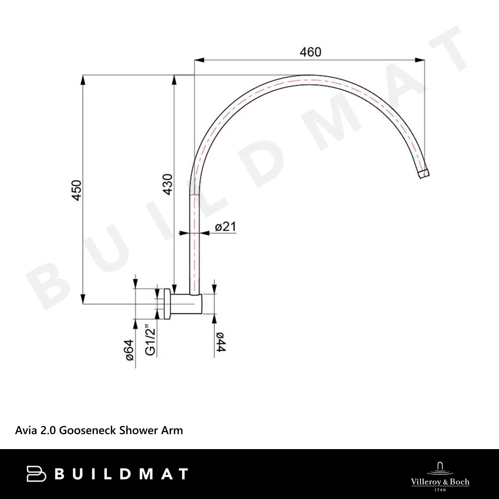 Villeroy & Boch Avia 2.0 Gooseneck Shower Arm Chrome - Image 4