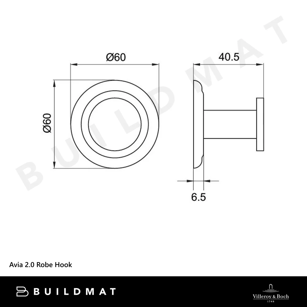 Villeroy & Boch Avia 2.0 Robe Hook Brushed Gold - Image 4