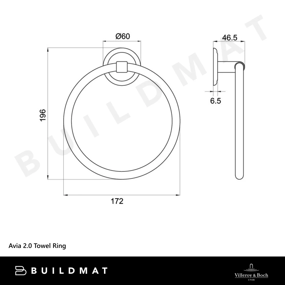 Villeroy & Boch Avia 2.0 Towel Ring Brushed Gold - Image 4
