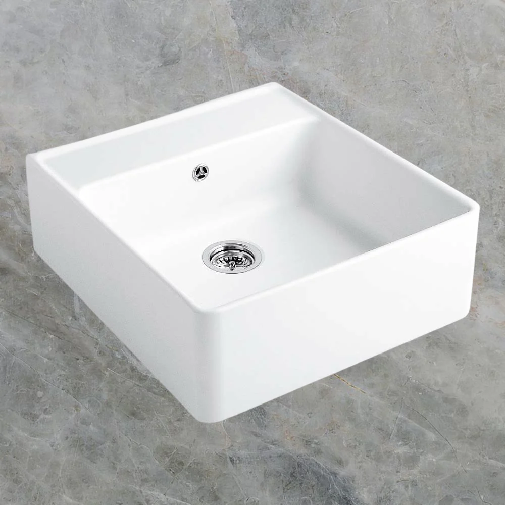 Villeroy & Boch Butler 595mm Square Sink with Overflow Alpine White - Image 2