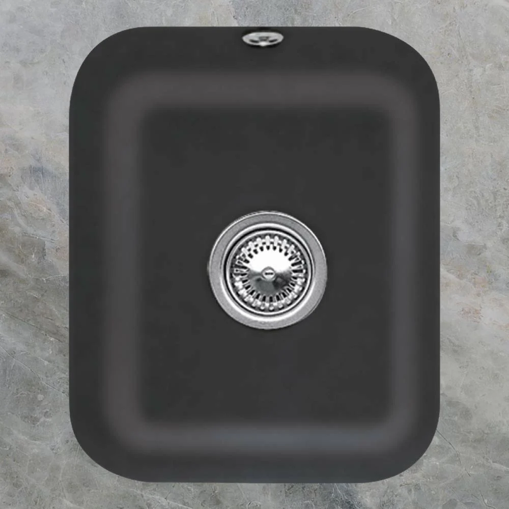 Villeroy & Boch Cisterna 45 370mm Rectangular Under Counter Sink with Overflow Pure Black - Image 2