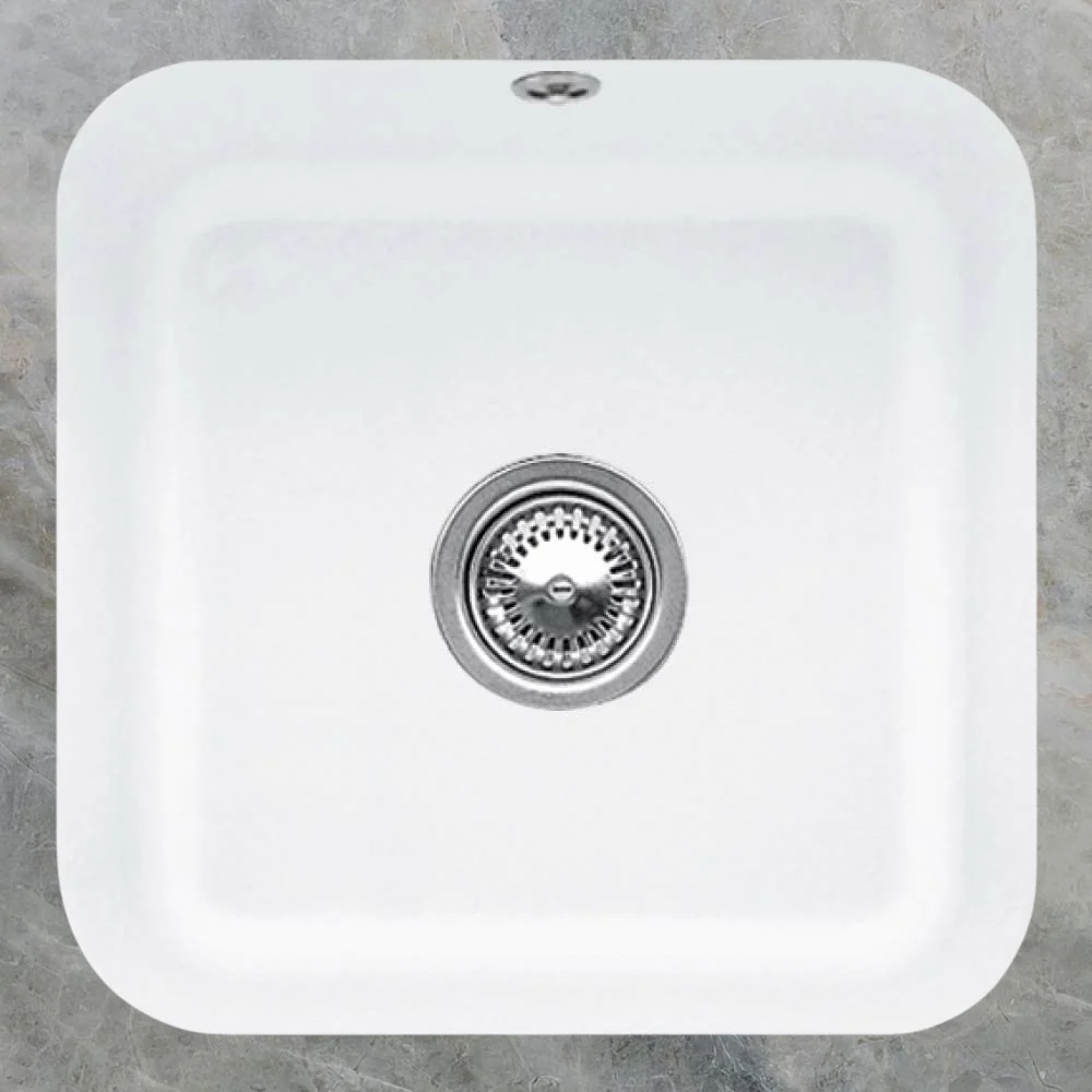 Villeroy & Boch Cisterna 50 445mm Square Under Counter Sink with Overflow Stone White - Image 2