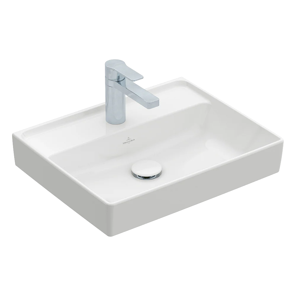 Villeroy & Boch Collaro 450mm Rectangular Hand Wash Basin 1 Tap Hole Alpine White - Image 3