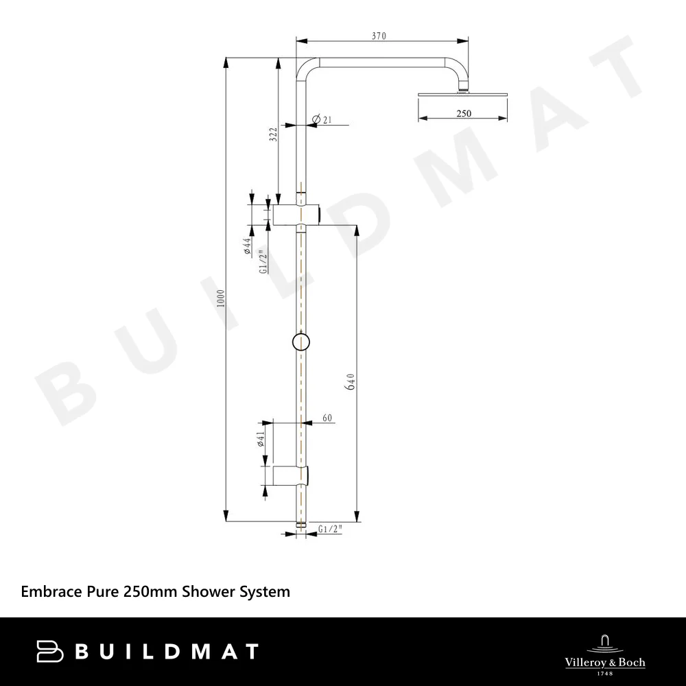 Villeroy & Boch Embrace Pure 250mm Shower System Chrome - Image 4