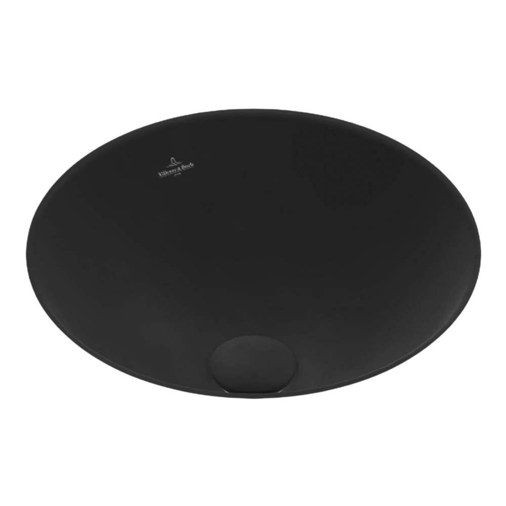 Villeroy & Boch Loop Slim 330mm Round Under Counter Basin with Overflow Pure Black - Image 3