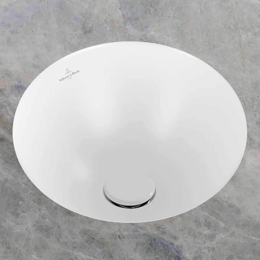 Villeroy & Boch Loop Slim 330mm Round Under Counter Basin with Overflow Stone White - Image 2