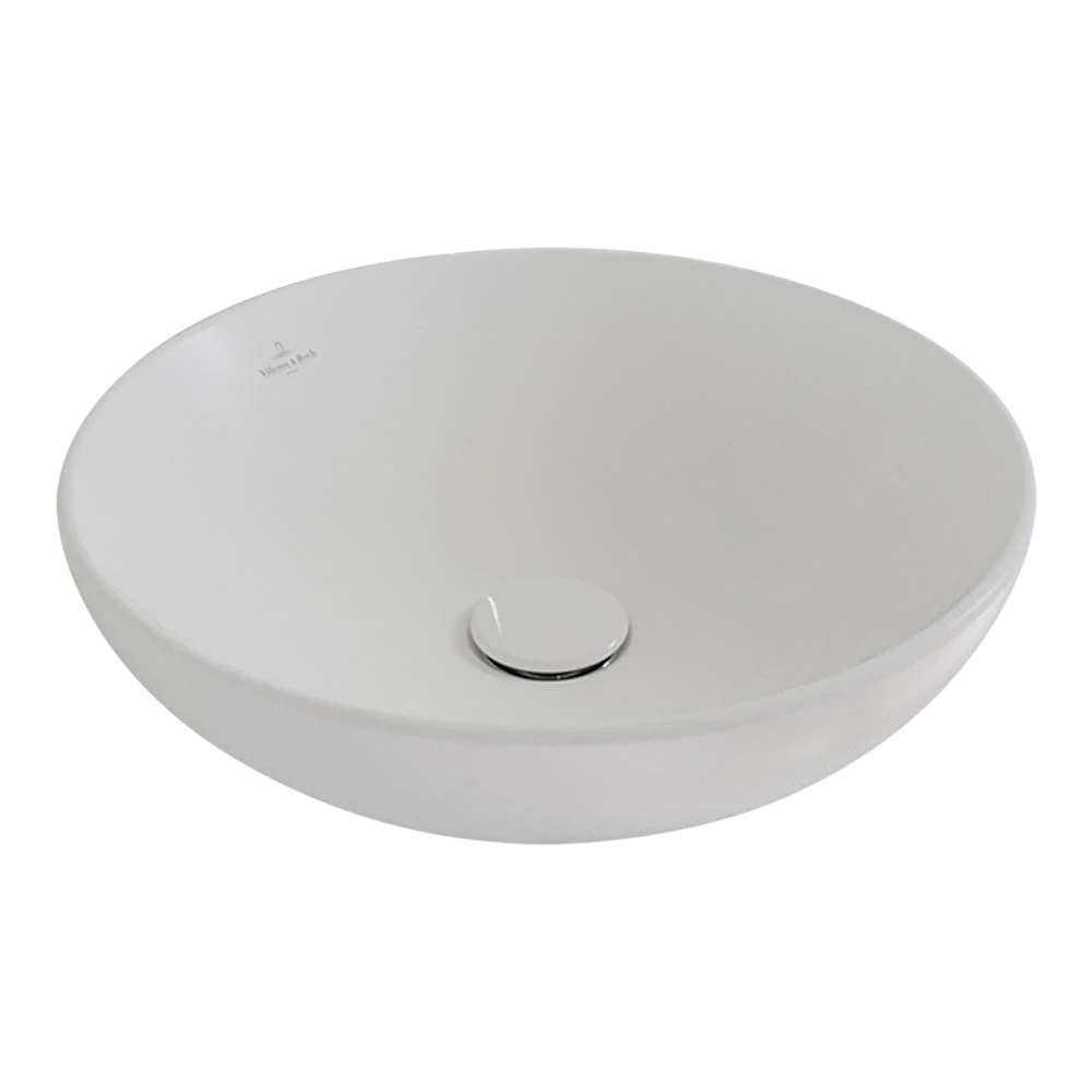 Villeroy & Boch Loop Slim 420mm Round Vessel Basin with Overflow Stone White - Image 3
