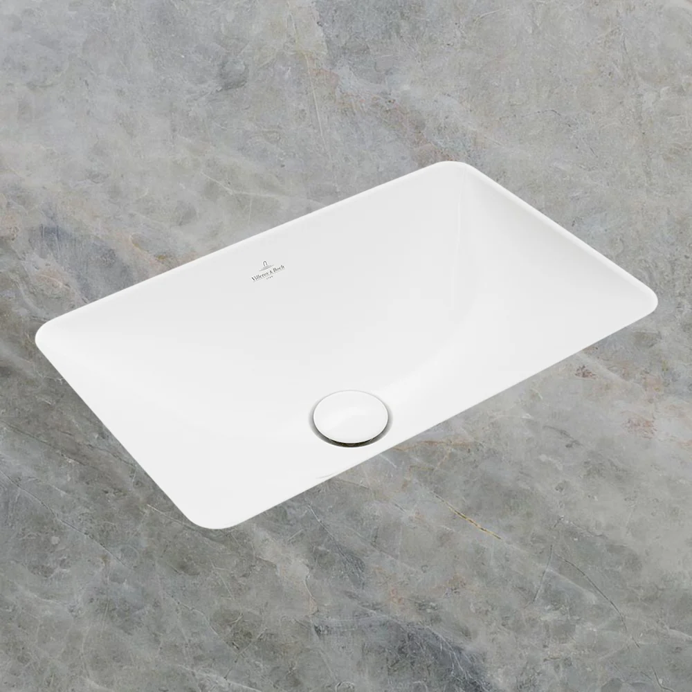 Villeroy & Boch Loop Slim 450mm Rectangular Under Counter Basin with Overflow Alpine White - Image 2