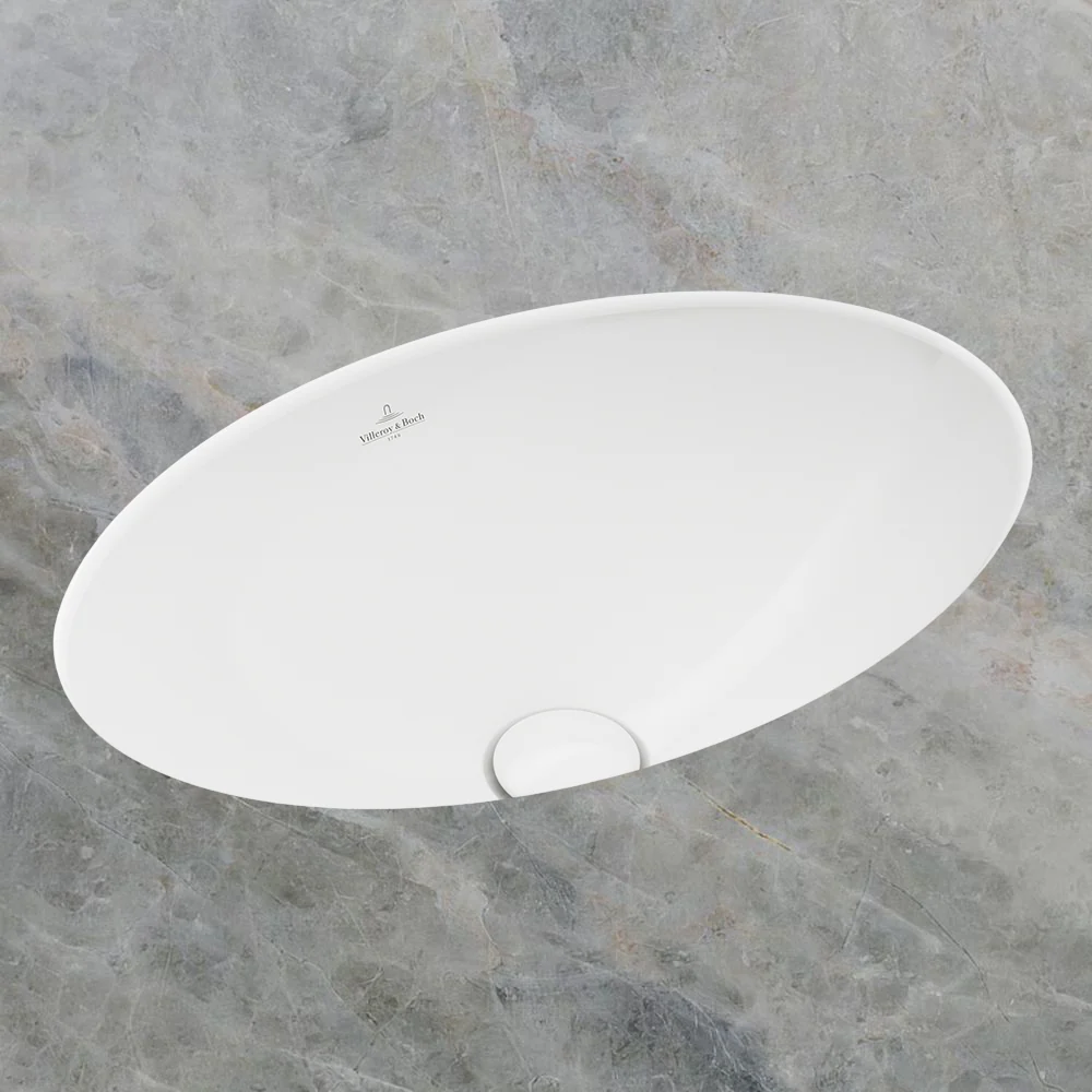 Villeroy & Boch Loop Slim 485mm Oval Under Counter Basin with Overflow Alpine White - Image 2
