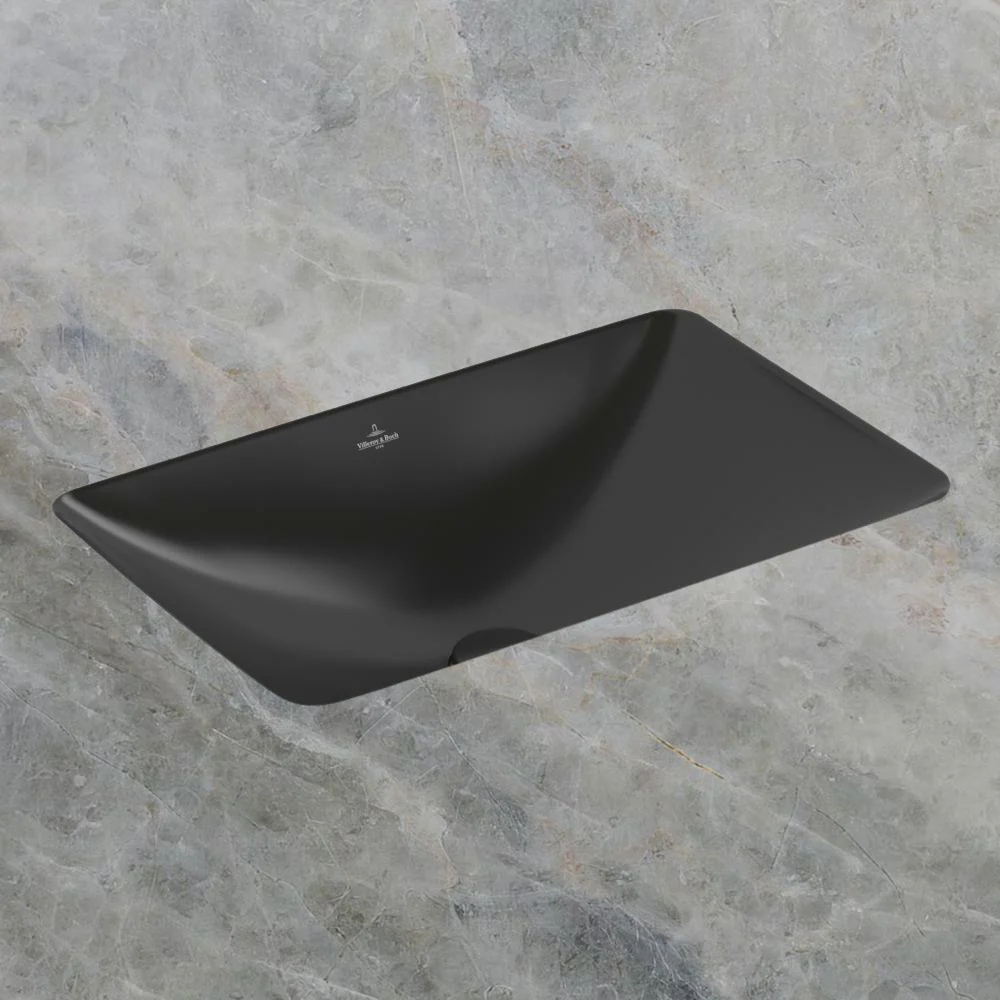 Villeroy & Boch Loop Slim 540mm Rectangular Under Counter Basin with Overflow Pure Black - Image 2