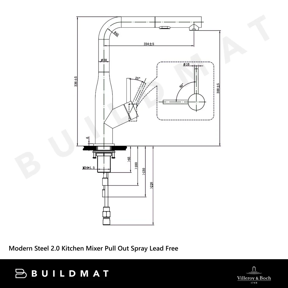 Villeroy & Boch Modern Steel 2.0 Kitchen Mixer Pull Out Spray Gunmetal Lead Free - Image 4
