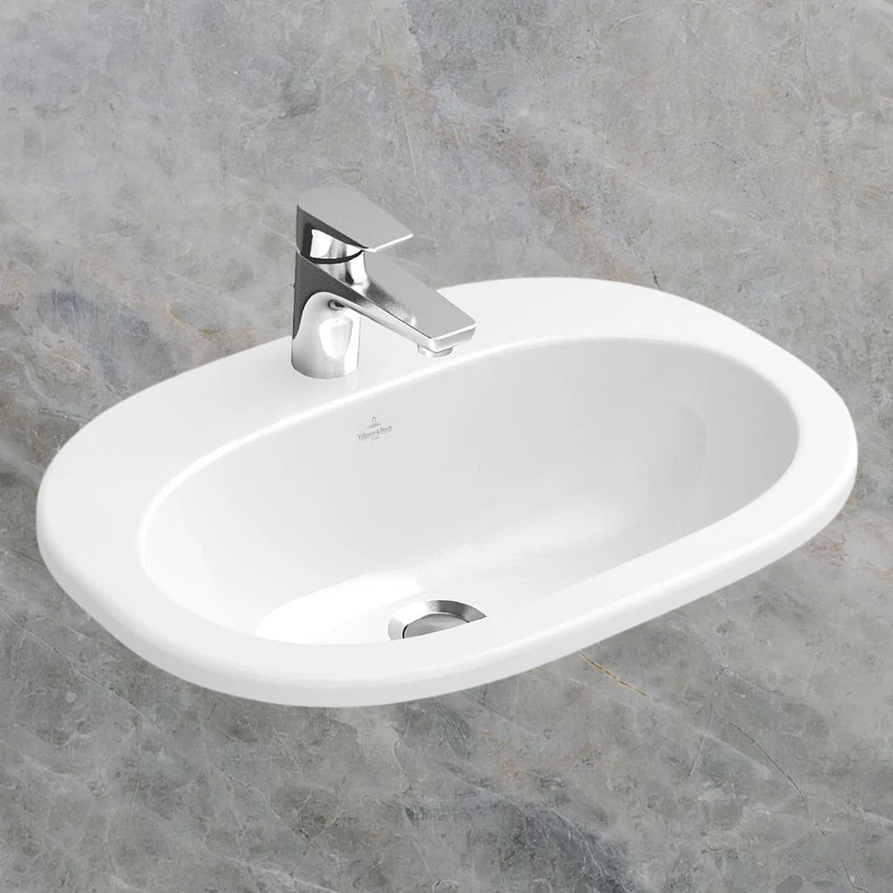 Villeroy & Boch O.Novo 560mm Oval Drop In Basin with Overflow 1 Tap Hole Alpine White - Image 2