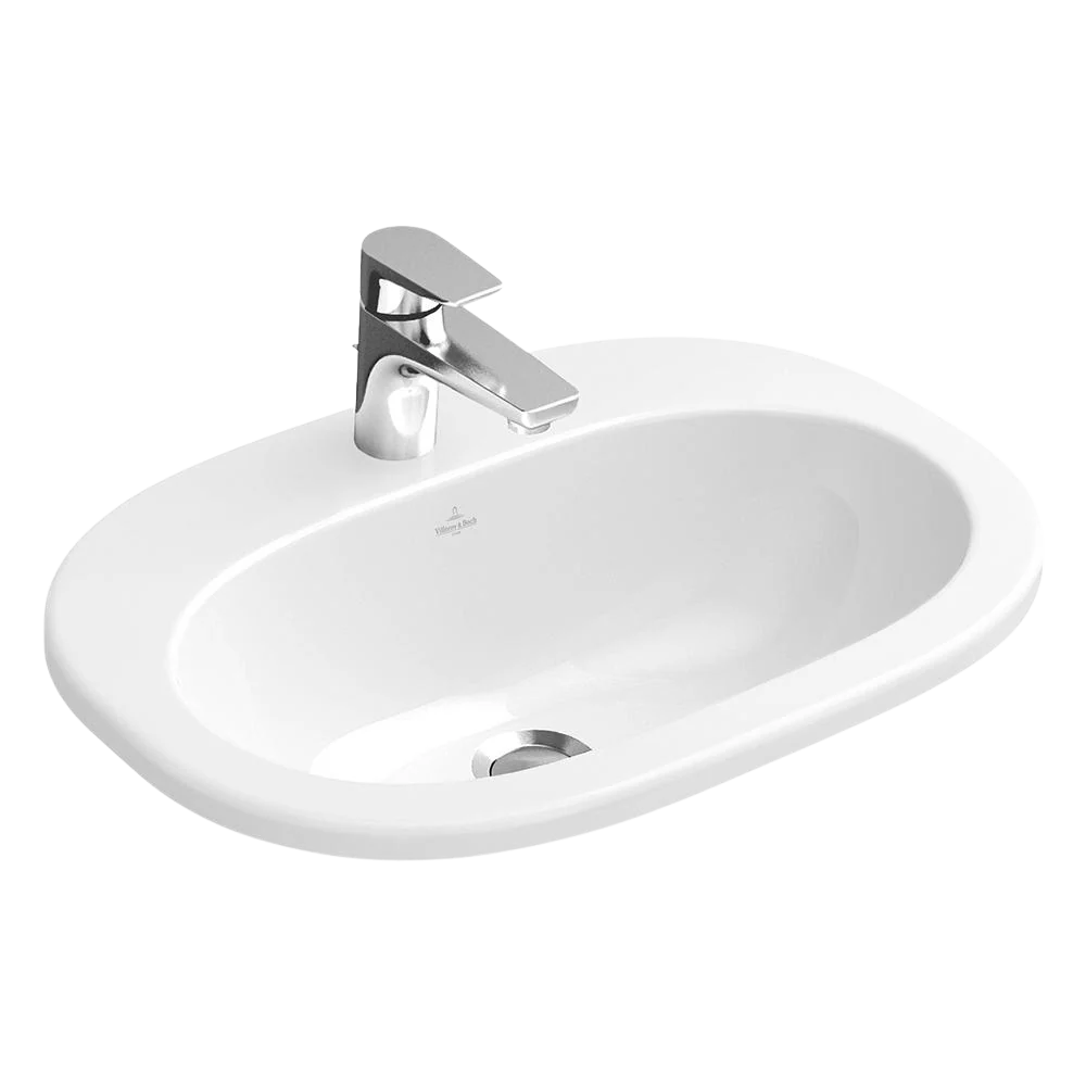 Villeroy & Boch O.Novo 560mm Oval Drop In Basin with Overflow 1 Tap Hole Alpine White - Image 3
