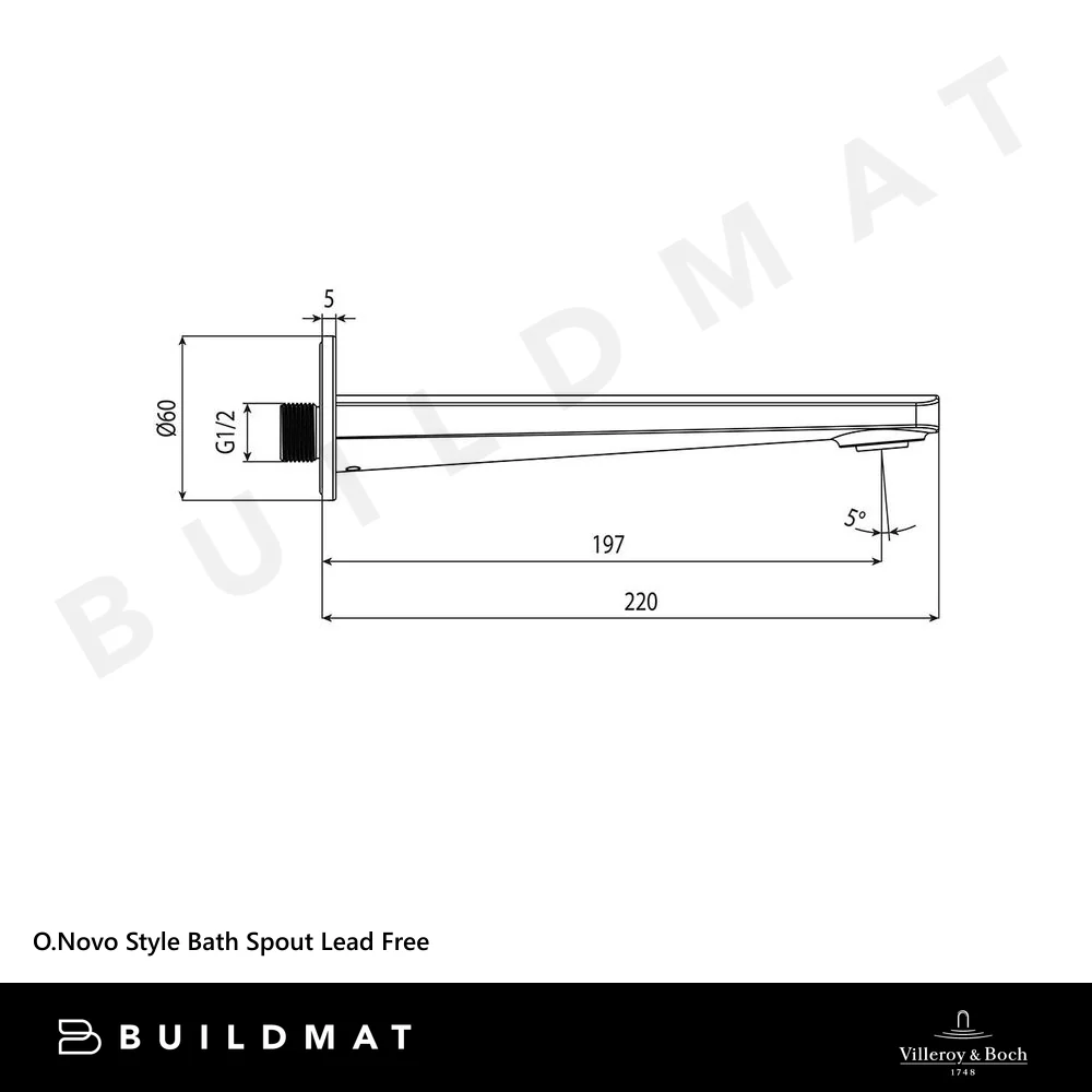 Villeroy & Boch O.Novo Style Bath Spout Gunmetal Lead Free - Image 4