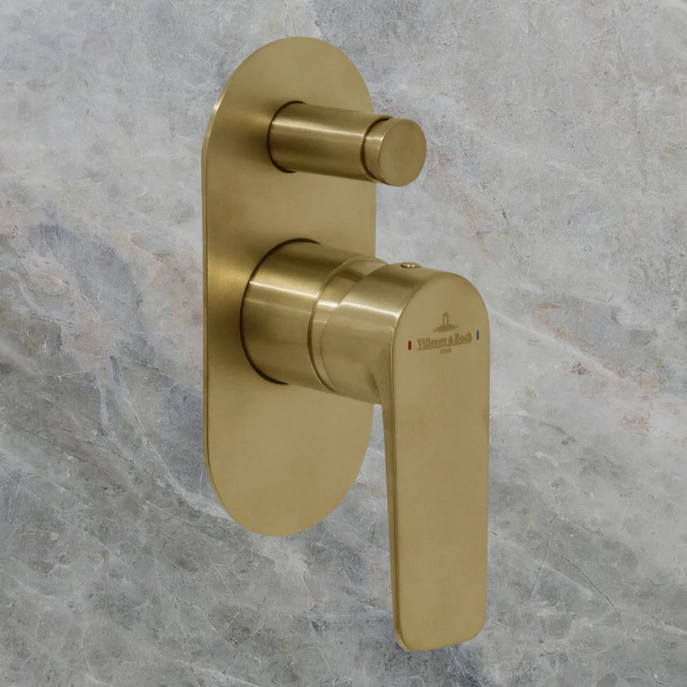Villeroy & Boch O.Novo Style Diverter Mixer Brushed Gold - Image 2