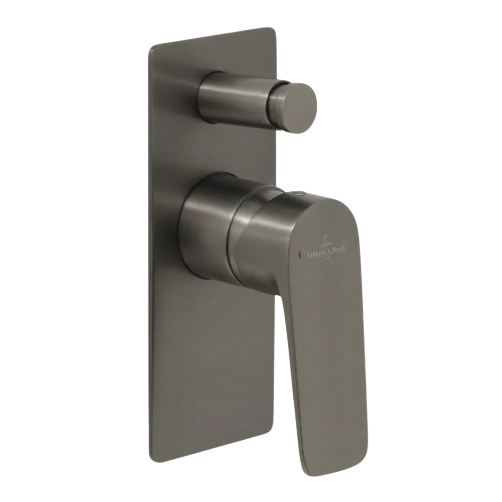 Villeroy & Boch O.Novo Style Rectangular Diverter Mixer Gunmetal