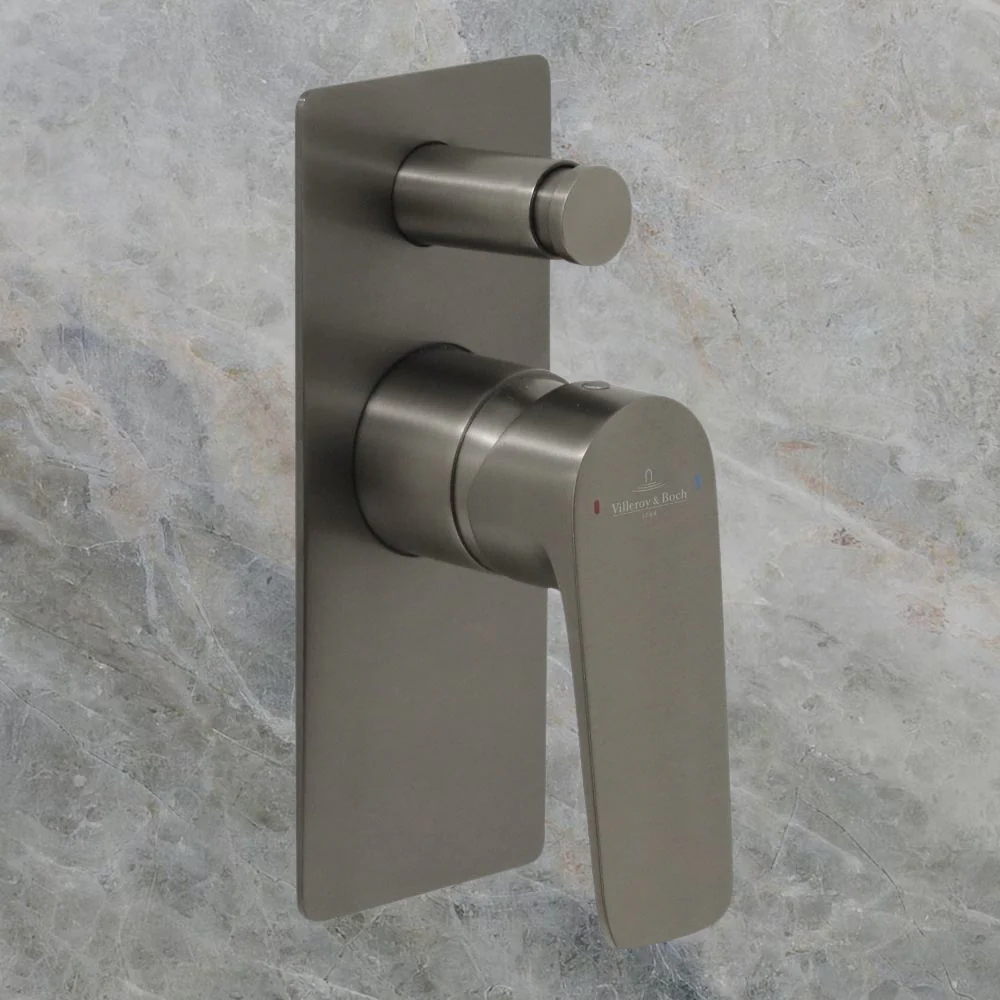 Villeroy & Boch O.Novo Style Rectangular Diverter Mixer Gunmetal - Image 2