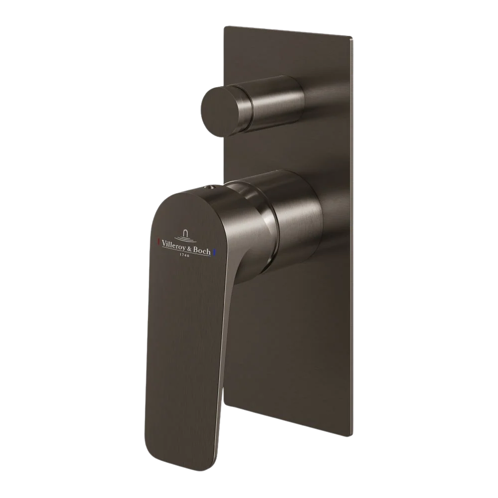 Villeroy & Boch O.Novo Style Rectangular Diverter Mixer Gunmetal (Trim Kit Only) - Image 3