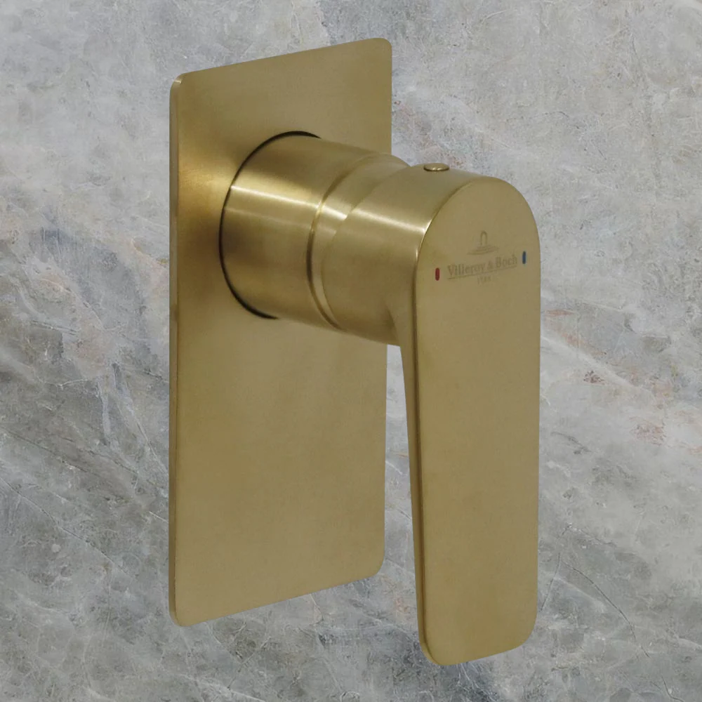 Villeroy & Boch O.Novo Style Rectangular Shower Mixer Brushed Gold - Image 2