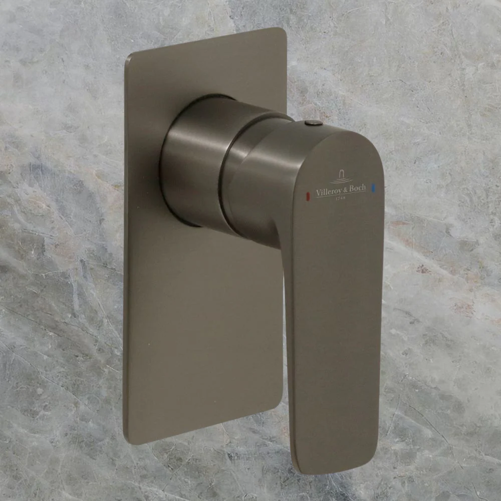 Villeroy & Boch O.Novo Style Rectangular Shower Mixer Gunmetal - Image 2