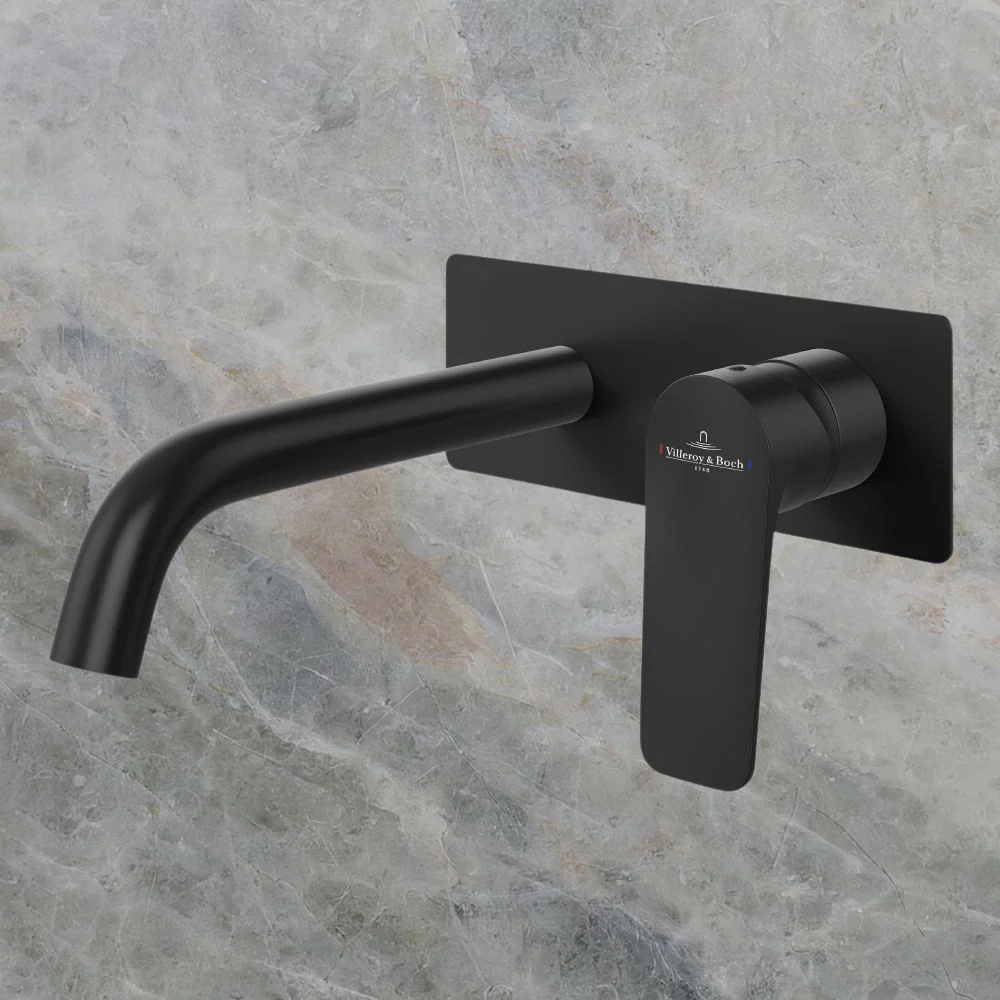 Villeroy & Boch O.Novo Style S Rectangular Wall Mounted Basin Mixer Matte Black Lead Free - Image 2