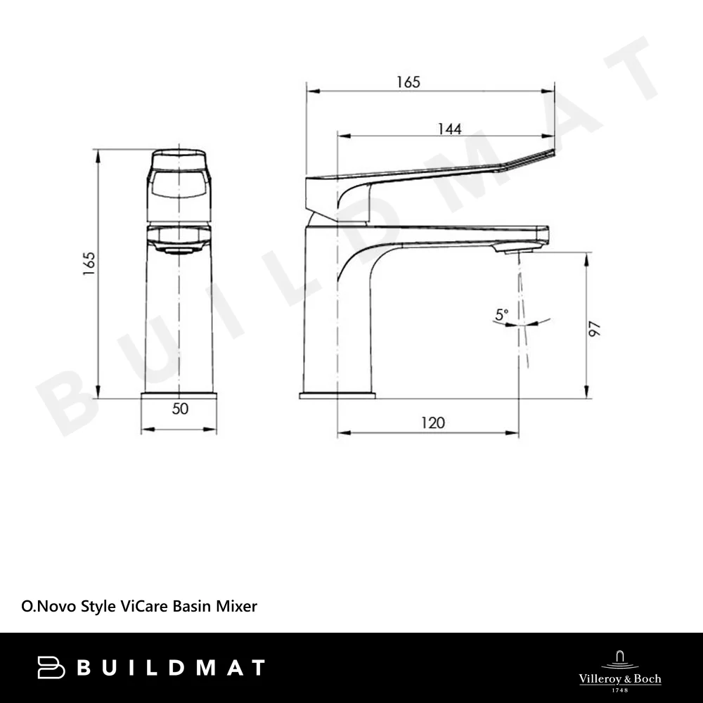 Villeroy & Boch O.Novo Style ViCare Basin Mixer Matte Black - Image 4