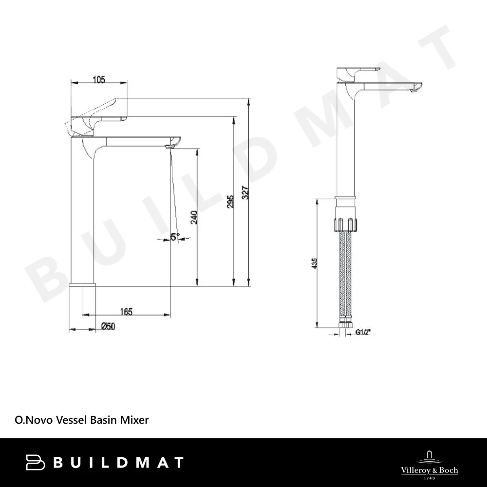 Villeroy & Boch O.Novo Vessel Basin Mixer Brushed Gold - Image 4