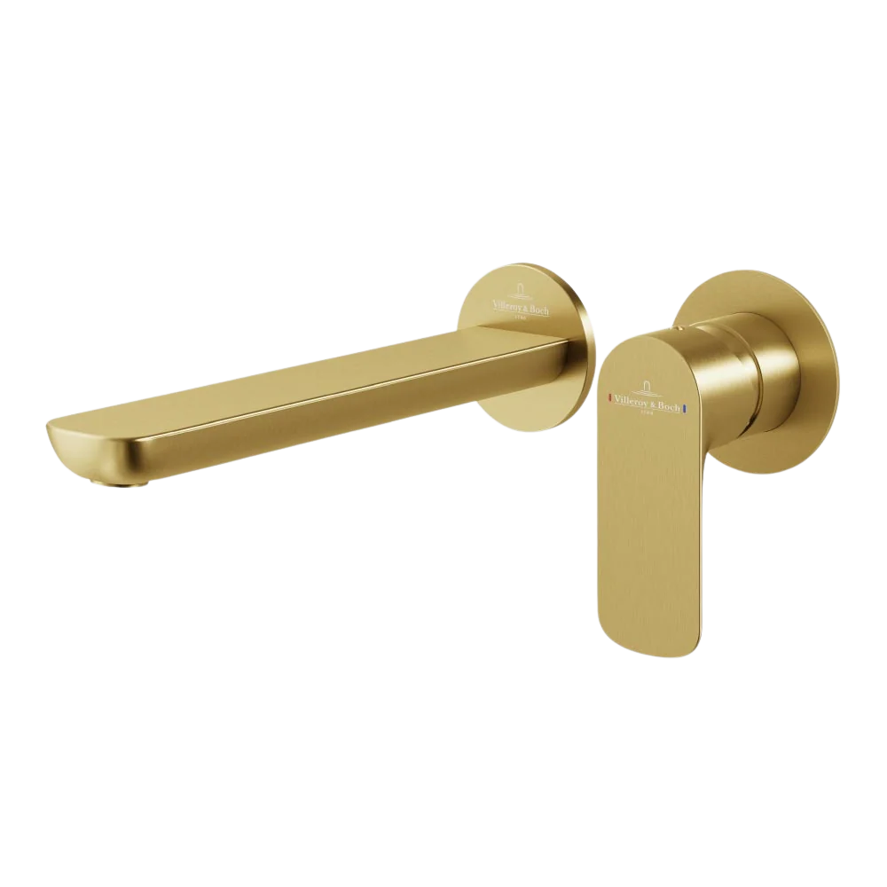 Villeroy & Boch O.Novo Wall Mounted Basin Mixer Brushed Gold Lead Free - Image 3